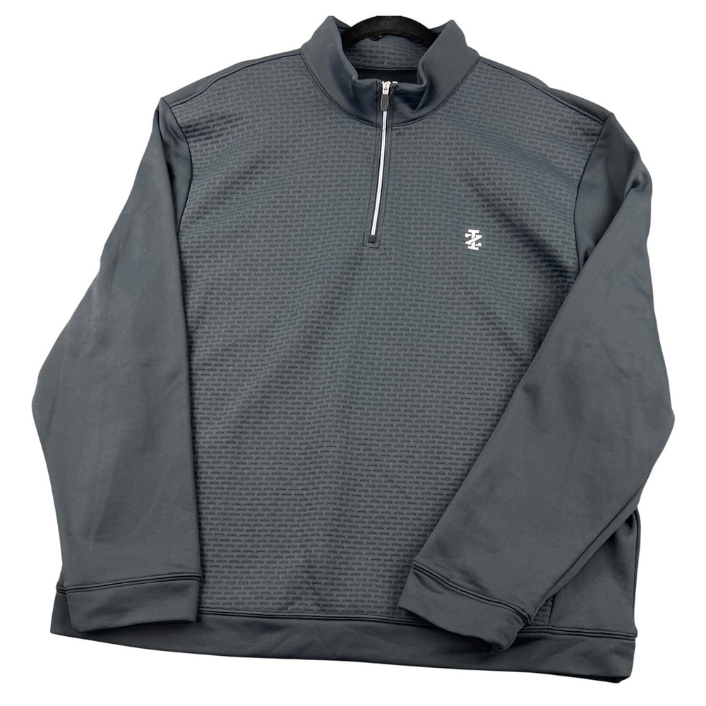 IZOD Golf Pullover Mens XXL Gray 1/4 Zip Textured Performance Sweatshirt Good